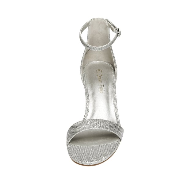 Chunky Low Heel Pump Sandals - SILVER GLITTER - 3